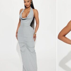 Elegant Gray Halter Dress